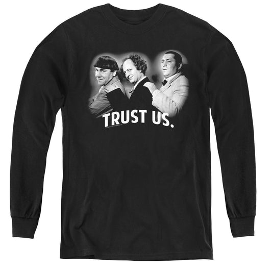 Three Stooges - Turst Us - Youth Long Sleeve Tee - Black