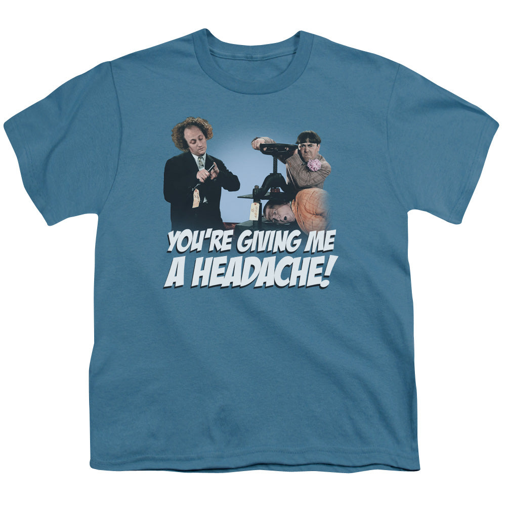 Three Stooges - Headache - Short Sleeve Youth 18/1 - Slate T-shirt