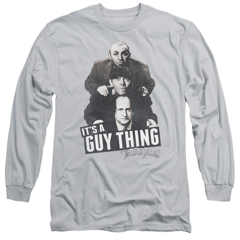 Three Stooges - Guy Thing - Long Sleeve Adult 18/1 - Silver T-shirt