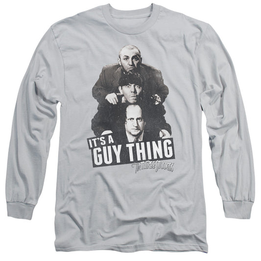 Three Stooges - Guy Thing - Long Sleeve Adult 18/1 - Silver T-shirt