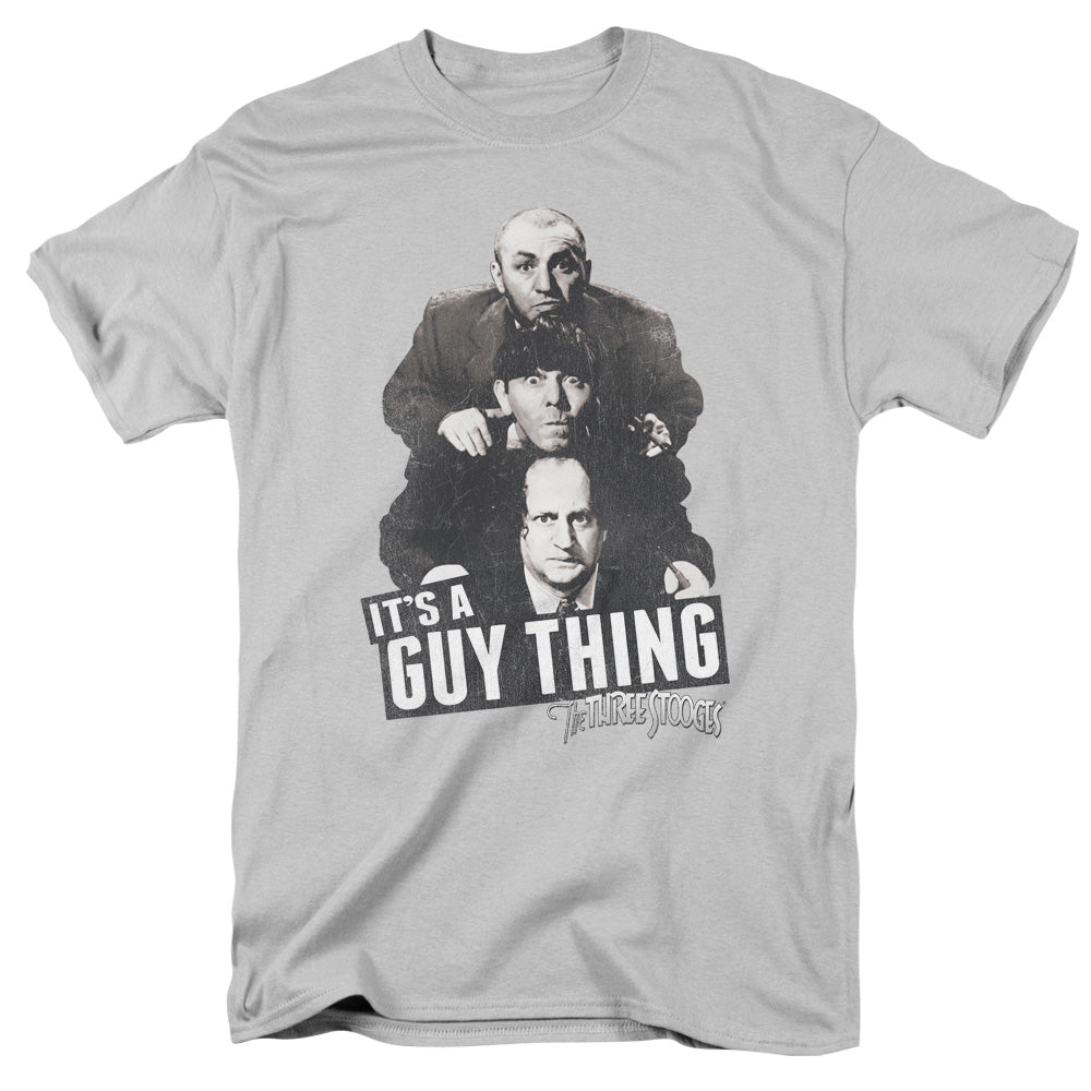 Three Stooges - Guy Thing - Short Sleeve Adult 18/1 - Silver T-shirt