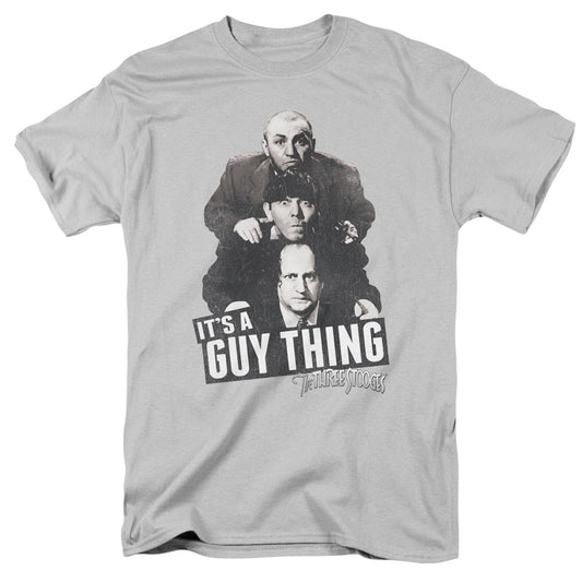 Three Stooges - Guy Thing - Short Sleeve Adult 18/1 - Silver T-shirt