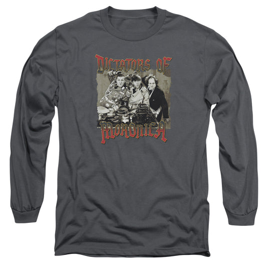 Three Stooges - Moronica - Long Sleeve Adult 18/1 - Charcoal T-shirt