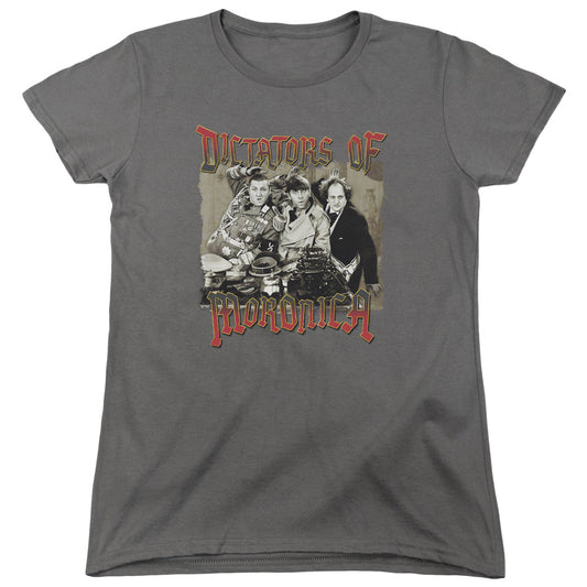 Three Stooges - Moronica - Short Sleeve Womens Tee - Charcoal T-shirt