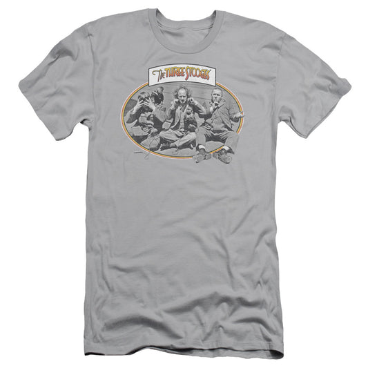 Three Stooges - Monkey See - Short Sleeve Adult 30/1 - Silver T-shirt