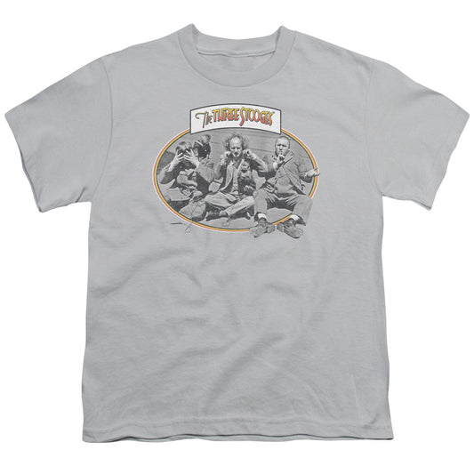 Three Stooges - Monkey See - Short Sleeve Youth 18/1 - Silver T-shirt