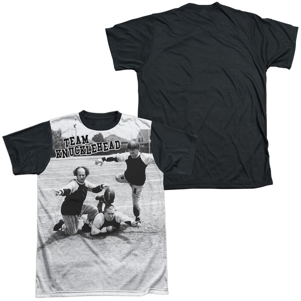 Three Stooges - Team Knucklehead - Short Sleeve Adult White Front Black Back   - White T-shirt