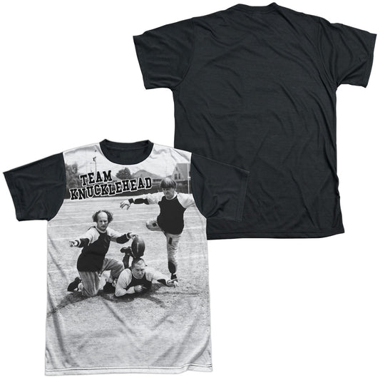 Three Stooges - Team Knucklehead - Short Sleeve Adult White Front Black Back   - White T-shirt