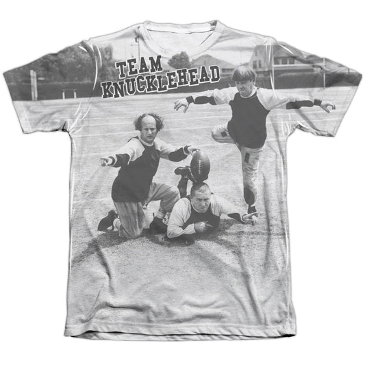 Three Stooges - Team Knucklehead - Adult Poly/cotton Short Sleeve Tee - White T-shirt