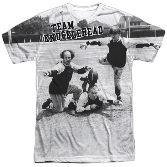 Three Stooges - Team Knucklehead - Short Sleeve Adult Poly Crew - White T-shirt