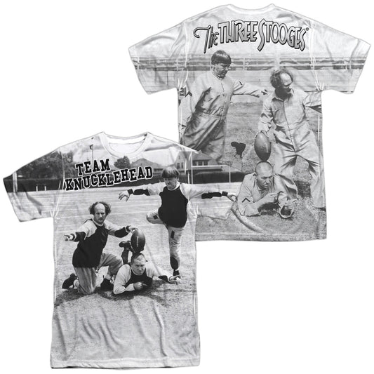 Three Stooges - Team Knucklehead (Front/back Print) - Short Sleeve Adult Poly Crew - White T-shirt