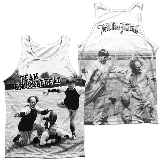 Three Stooges - Team Knucklehead (Front/back Print) - Adult 100% Poly Tank Top - White