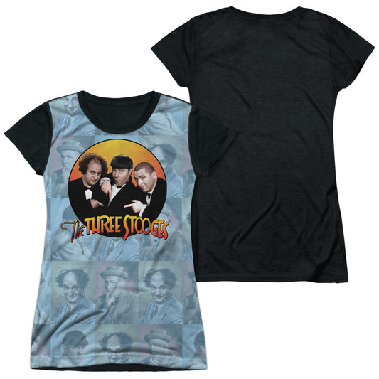 Three Stooges - Portraits - Short Sleeve Junior Poly Black Back - White T-shirt