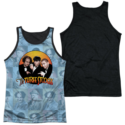 Three Stooges - Portraits - Adult Poly Tank Top Black Back - White