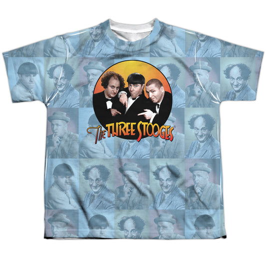 Three Stooges - Portraits - Short Sleeve Youth Poly Crew - White T-shirt