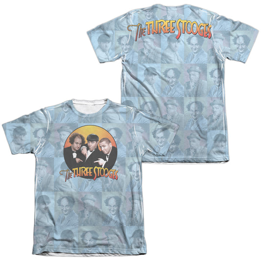 Three Stooges - Portraits (Front/back Print) - Adult Poly/cotton Short Sleeve Tee - White T-shirt