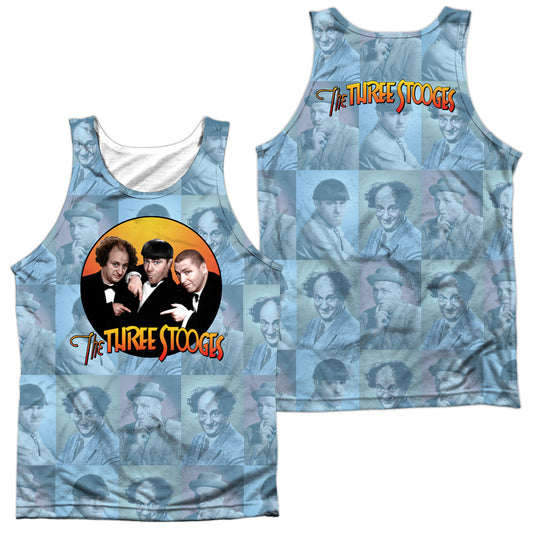 Three Stooges - Portraits (Front/back Print) - Adult 100% Poly Tank Top - White