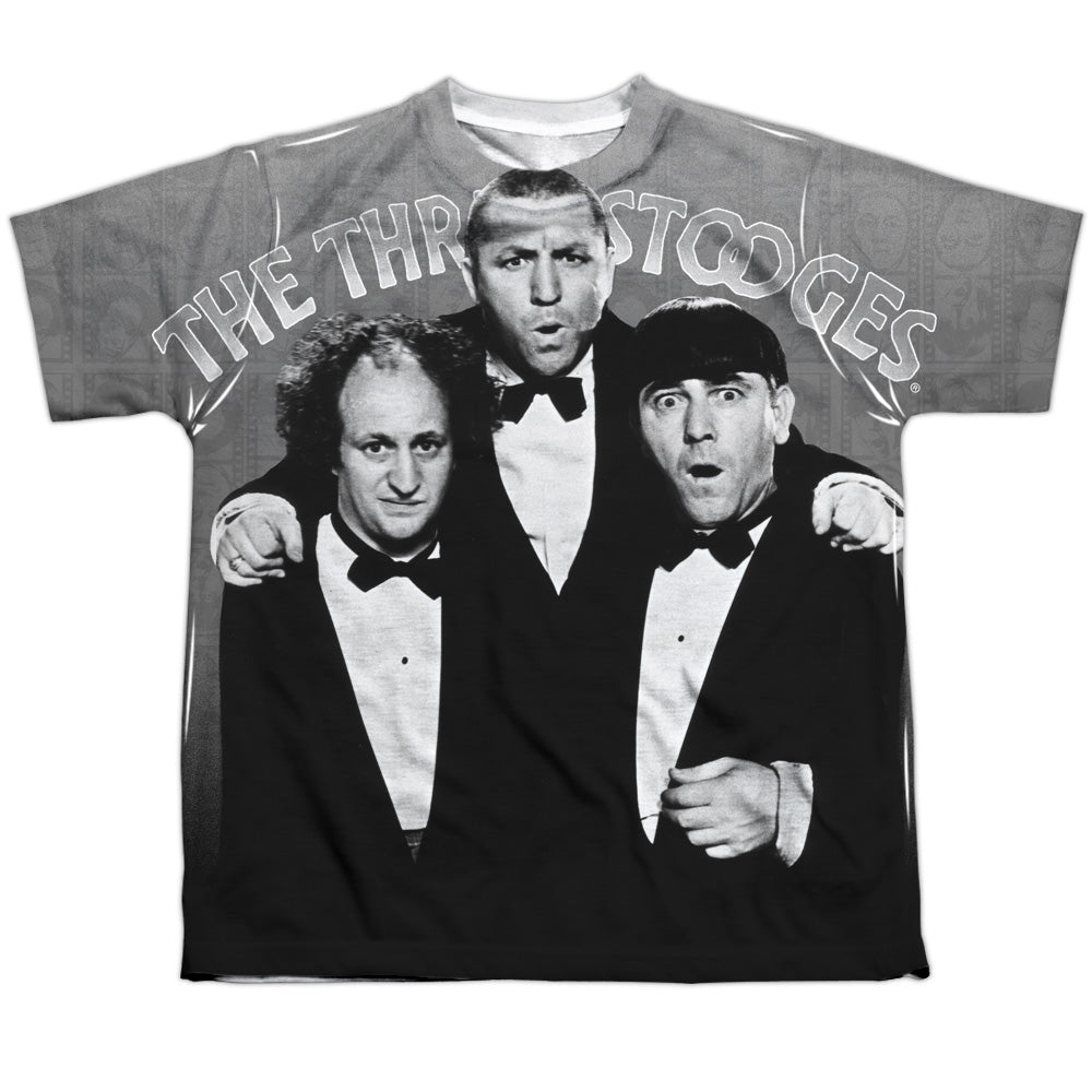 Three Stooges - Classy Fellas - Short Sleeve Youth Poly Crew - White T-shirt
