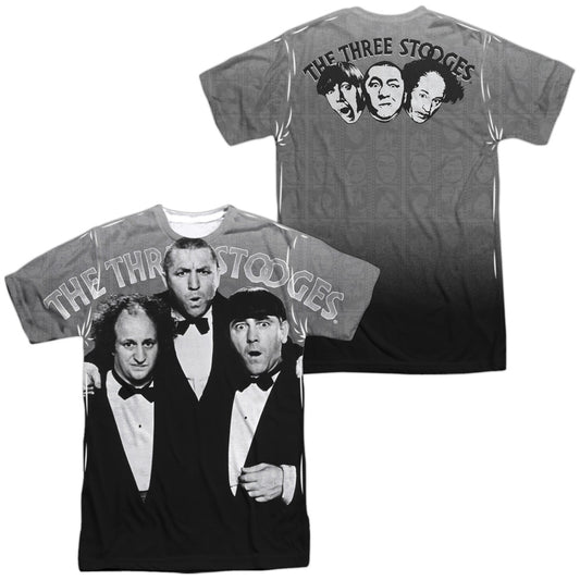 Three Stooges - Classy Fellas (Front/back Print) - Short Sleeve Adult Poly Crew - White T-shirt