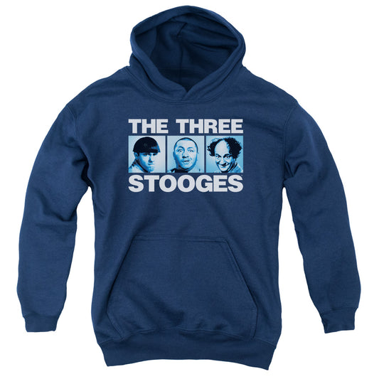 Three Stooges - Three Squares - Youth Pull-over Hoodie - Navy