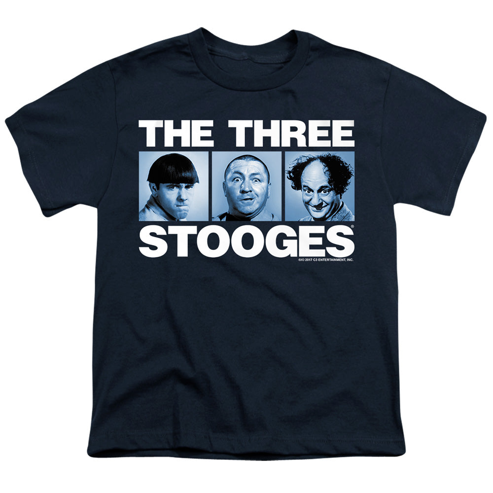 Three Stooges - Three Squares - Short Sleeve Youth 18/1 - Navy T-shirt