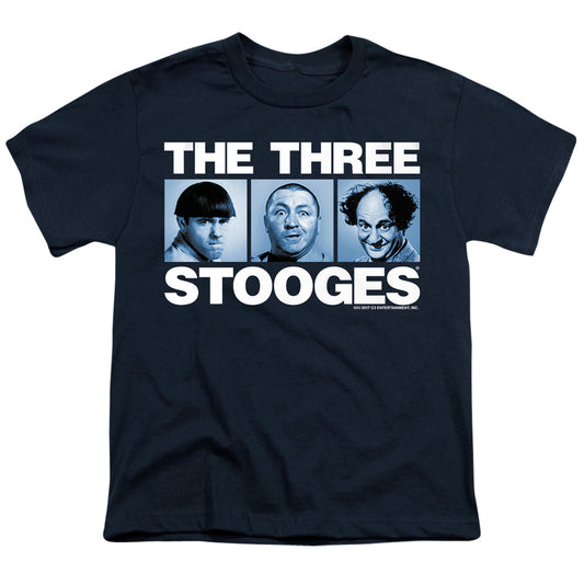 Three Stooges - Three Squares - Short Sleeve Youth 18/1 - Navy T-shirt