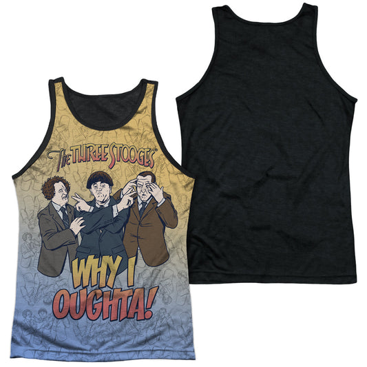 Three Stooges - Why I Oughta - Adult Poly Tank Top Black Back - White