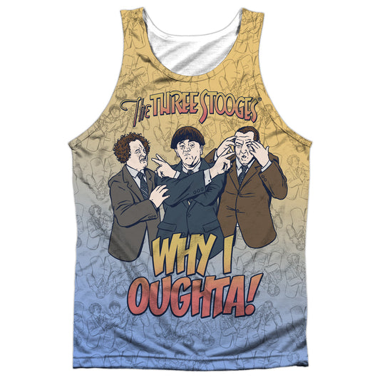 Three Stooges - Why I Oughta - Adult 100% Poly Tank Top - White