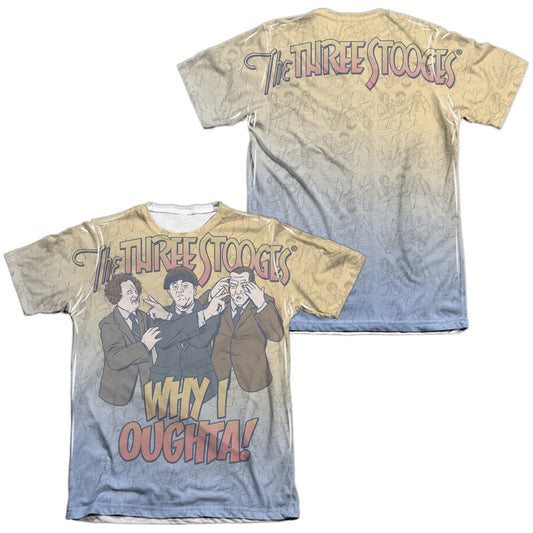 Three Stooges - Why I Oughta (Front/back Print) - Adult Poly/cotton Short Sleeve Tee - White T-shirt