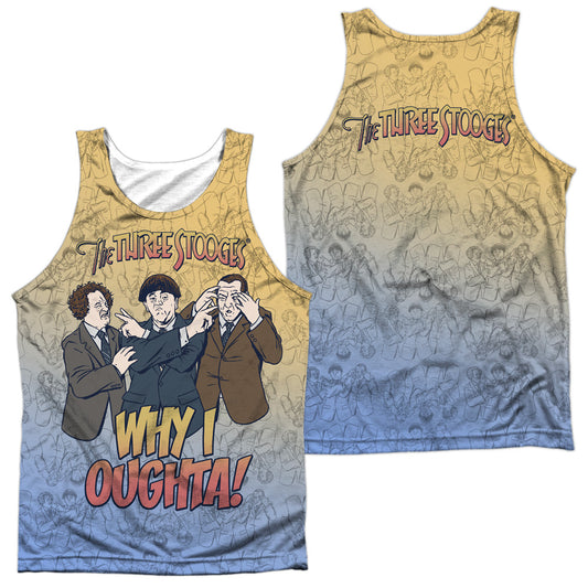 Three Stooges - Why I Oughta (Front/back Print) - Adult 100% Poly Tank Top - White