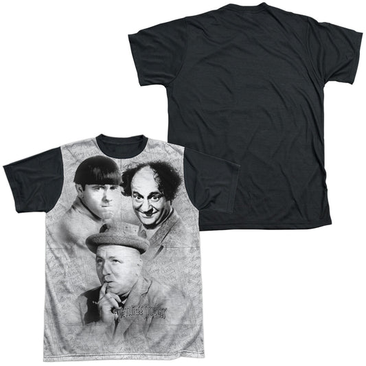Three Stoogeshort Sleeveignature-s - S Adult White Front Black Back   - White T-shirt