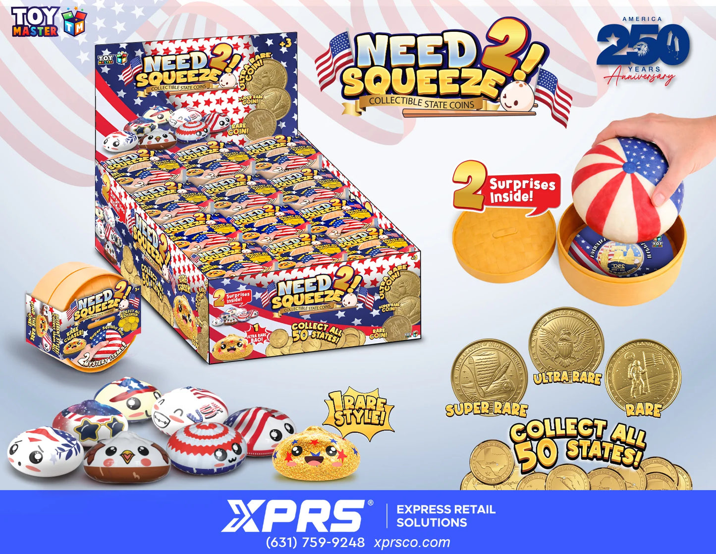 USA 250th Anniversary Bao Bun Squishy Dumpling (Contents may vary)