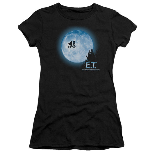 Et - Moon Scene - Short Sleeve Junior Sheer - Black T-shirt