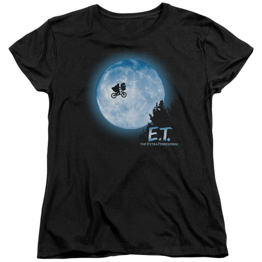 Et - Moon Scene - Short Sleeve Womens Tee - Black T-shirt