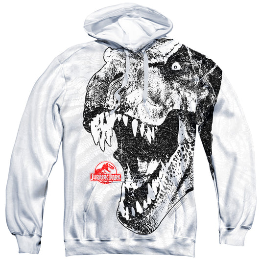 Jurassic Park - T Rex Head - Adult Poly Pullover Hoodie - White