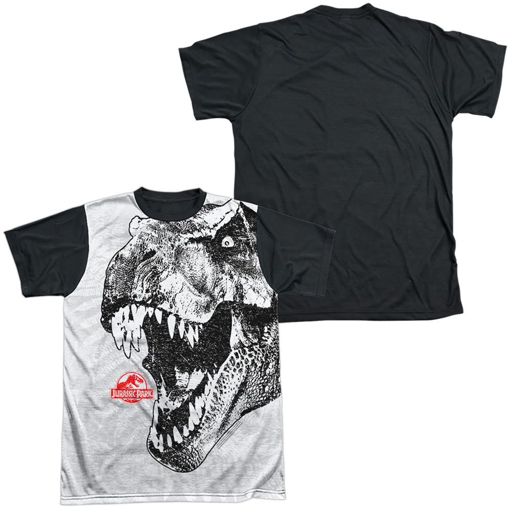 JURASSIC PARK T REX HEAD-S/S ADULT WHITE FRONT BLACK BACK T-Shirt