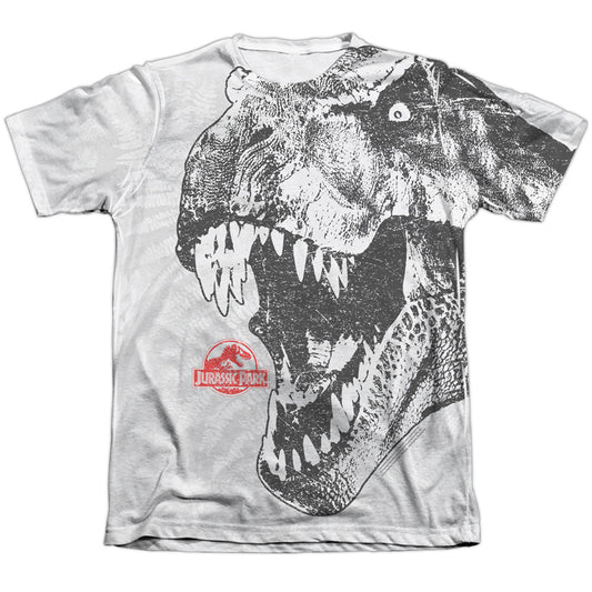 Jurassic Park - T Rex Head - Adult Poly/cotton Short Sleeve Tee - White T-shirt