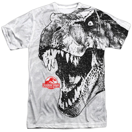 Jurassic Park - T Rex Head - Short Sleeve Adult Poly Crew - White T-shirt