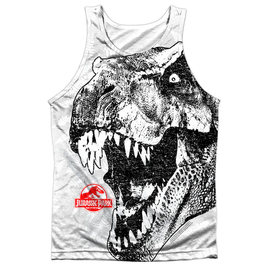 Jurassic Park - T Rex Head - Adult 100% Poly Tank Top - White