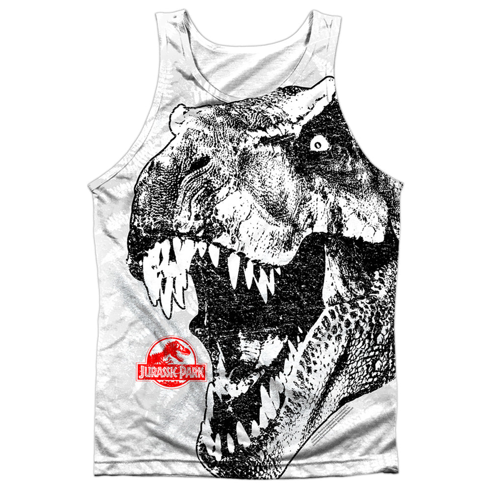 Jurassic Park - T Rex Head - Adult 100% Poly Tank Top - White