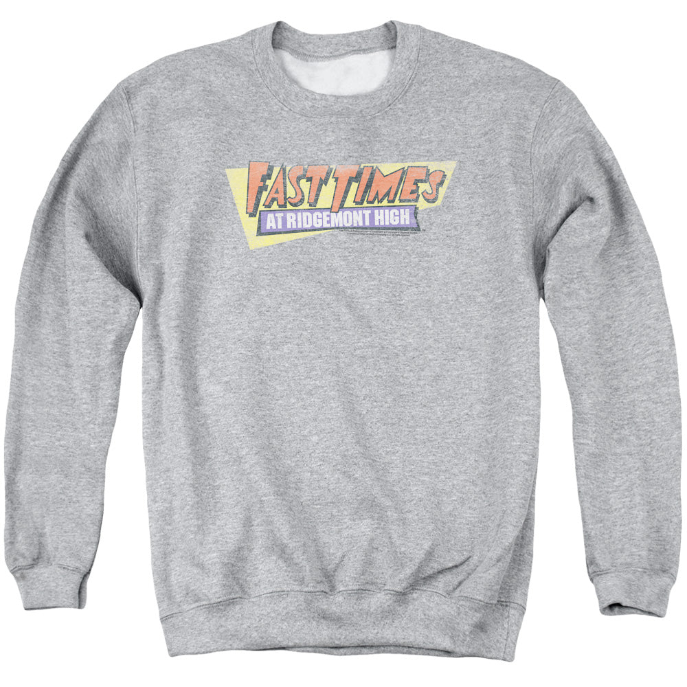 Fast Times Ridgemont High - Distressed Logo - Adult Crew Sweat - Athletic Heather