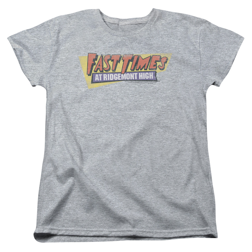 Fast Times Ridgemont High - Distressed Logo - Short Sleeve Womens Tee - Athletic Heather T-shirt