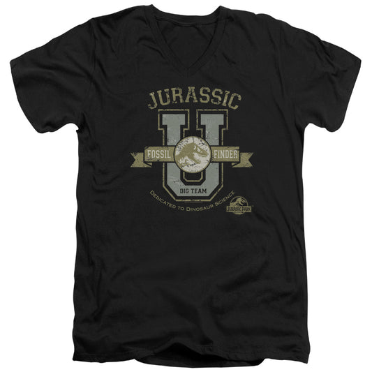 Jurassic Park - Jurassic U - Short Sleeve Adult V-neck - Black T-shirt