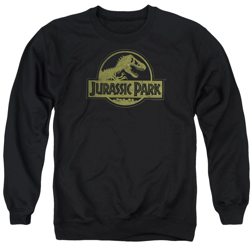 Jurassic Park - Distressed Logo - Adult Crewneck Sweatshirt - Black