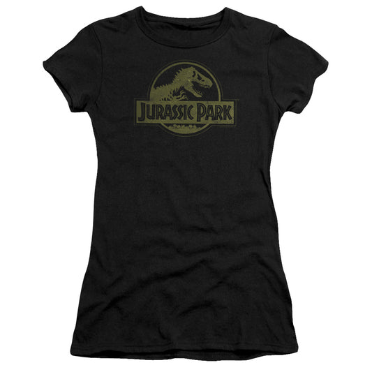 Jurassic Park - Distressed Logo - Short Sleeve Junior Sheer - Black T-shirt