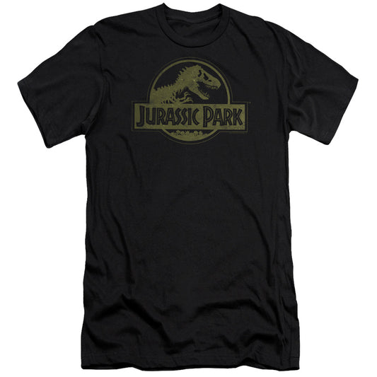 Jurassic Park - Distressed Logo-premuim Canvas Adult Slim Fit 30/1 - Black