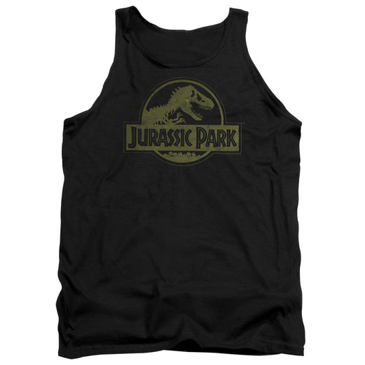 Jurassic Park - Distressed Logo - Adult Tank - Black