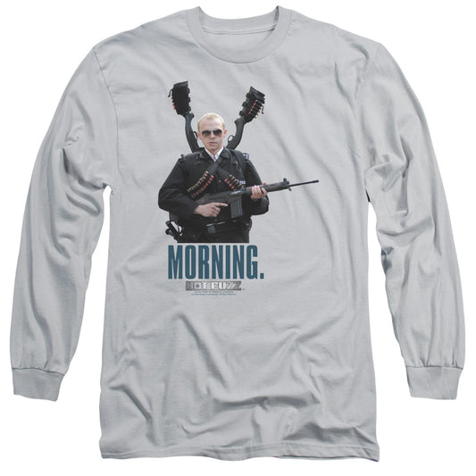 Hot Fuzz - Morning - Long Sleeve Adult 18/1 - Silver T-shirt