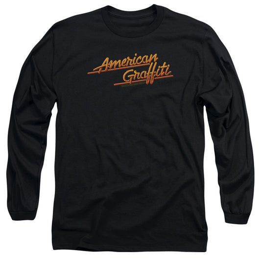 American Graffiti - Neon Logo - Long Sleeve Adult 18/1 - Black - Sm - Black T-shirt