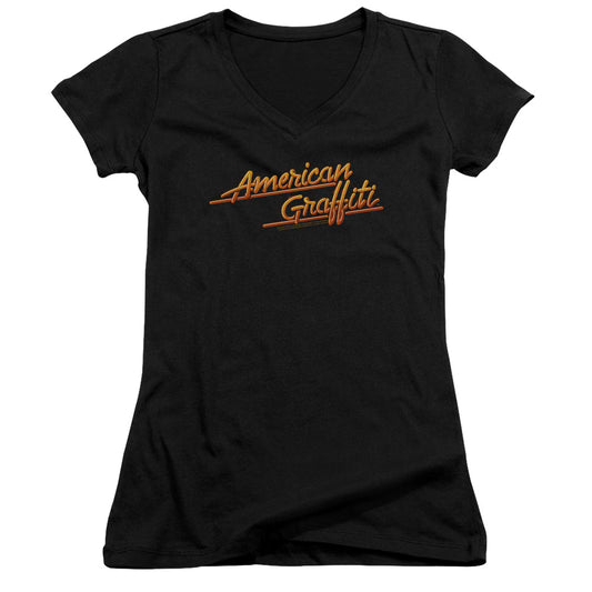 American Graffiti - Neon Logo - Junior V-neck - Black - Sm - Black